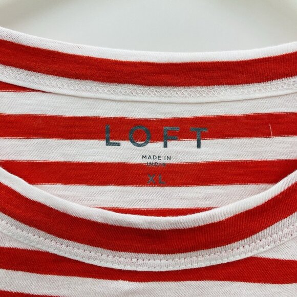 Ann Taylor LOFT Womens Size XL Striped Everyday Crew Neck Tee in Red $35 920 - Picture 8 of 8